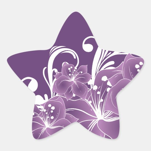 Sticker Étoile Rouleaux blancs floraux violets (Devant)