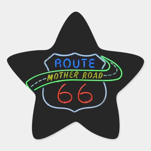 Sticker Étoile Route 66, Route Mère, Panneau néon (Devant)