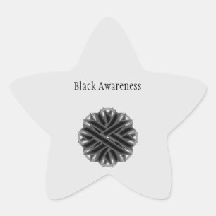 Sticker Étoile Ruban de fleurs noires par Kenneth Yoncich