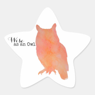 Sticker Étoile Sage comme un hibou typographie aquarelle