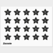 Sticker Étoile Silver Star sur Black Elegant Jalon Anniversaire (Feuille)