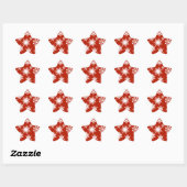 Sticker Étoile Snowflakes en blanc sur arrière - plan rouge (Feuille)