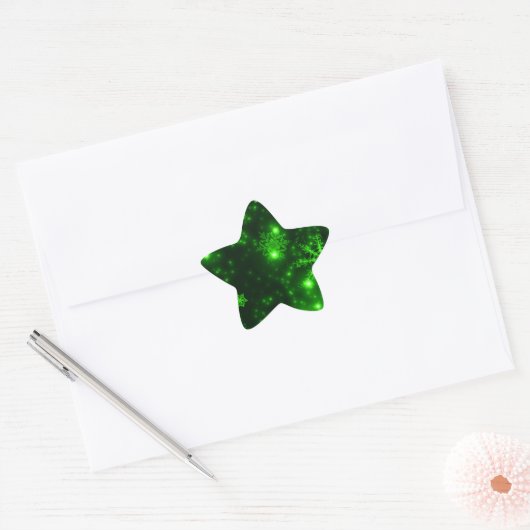 Sticker Étoile Snowflakes with Green Background (Enveloppe)