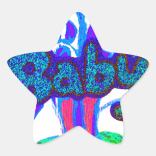 Sticker Étoile Soft Cyan Blue Flower Art : A Baby's Touch.