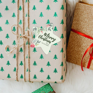 Sticker Étoile Soirée de Noël sur le thème du feuillage botanique