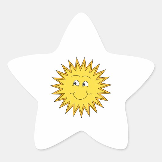 Sticker Étoile Soleil d'été jaune avec un visage heureux. (Devant)