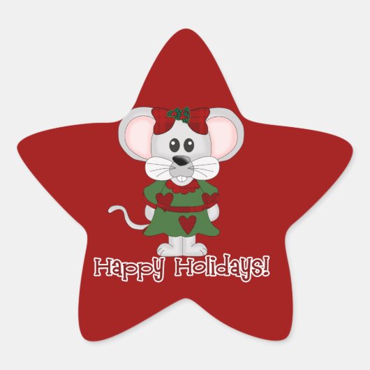 Sticker Étoile Souris De Vacances Joyeuses Vacances ! (Devant)