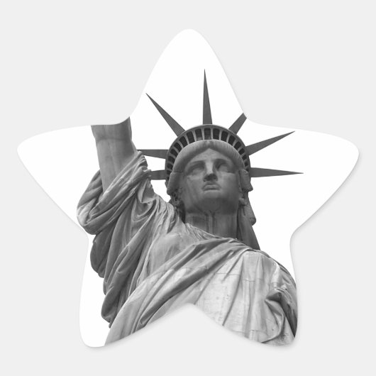 Sticker Étoile Statue noire et blanche de la Liberté (Devant)