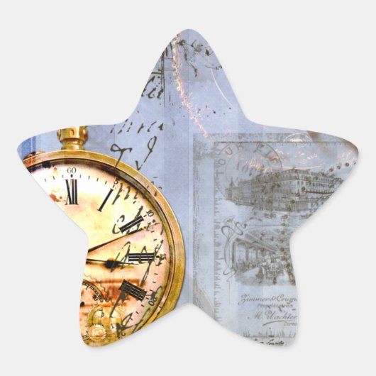 Sticker Étoile Steampunk & Yellow Roses (Devant)