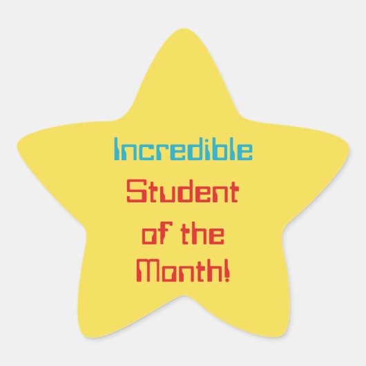 Sticker Étoile Style numérique "Étudiant incroyable du mois!" (Devant)