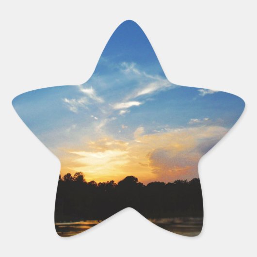 Sticker Étoile Sunset Mountain Lake (Devant)