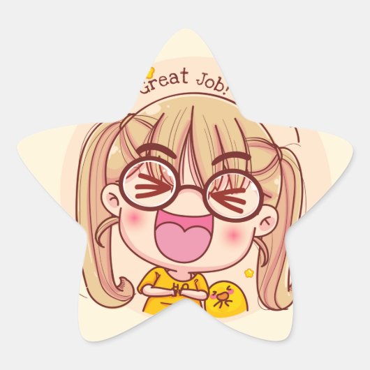 Sticker Étoile Super job Kawaii (Devant)
