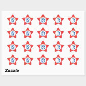 Sticker Étoile Superhero bleu rouge pois monogramme enfant (Feuille)