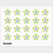 Sticker Étoile Superhero jaune rouge pois monogramme enfant (Feuille)
