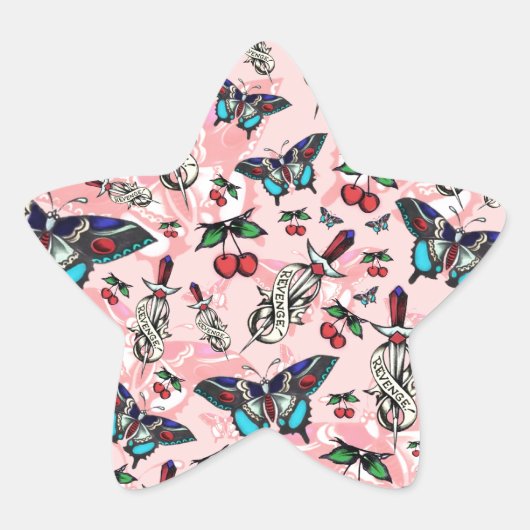 Sticker Étoile Sweet Revenge, vieux tatouages de l'école motif. (Devant)