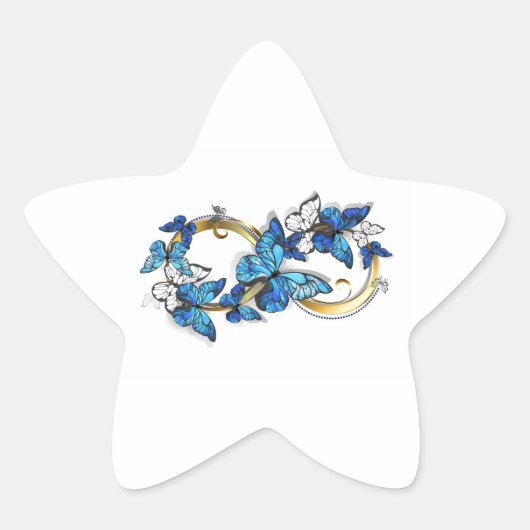 Sticker Étoile Symbol Infinity of Blue Morpho Butterflies (Devant)