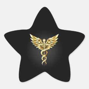 Sticker Étoile Symbole Polygonal Or Caduceus