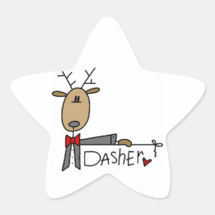 Sticker Étoile T-shirts et cadeaux de Noël de Dasher Reindeer