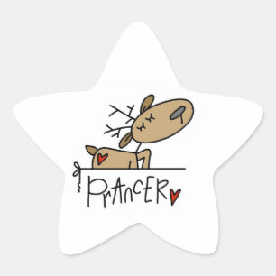 Sticker Étoile T-shirts et cadeaux de Noël de Prancer Reindeer