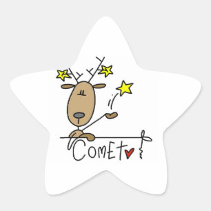 Sticker Étoile T-shirts et Cadeaux de Noël de Renne Comète