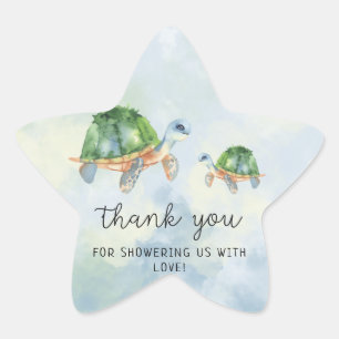Sticker Étoile Tortue de mer - baby shower merci