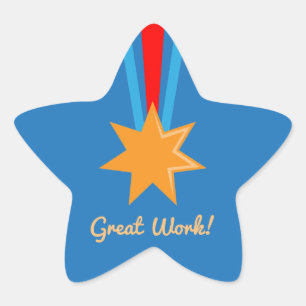 Sticker Étoile Travail formidable Bronze Étoile Rouge et Bleu Sch