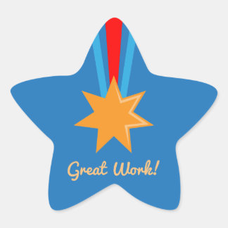 Sticker Étoile Travail formidable Bronze Étoile Rouge et Bleu Sch