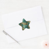 Sticker Étoile Tropical Gold Emerald Feuilles verts (Enveloppe)