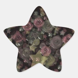 Sticker Étoile Tuile de verre 3D roses liquides et étoiles
