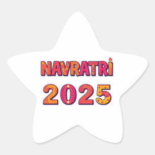 Sticker Étoile Typographie colorée du festival "NAVRATRI 2025"