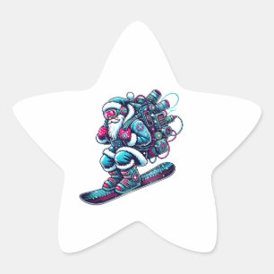 Sticker Étoile Un fantastique Santa Claus snowboard