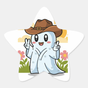 Sticker Étoile Un joli Fantôme Cowboy pour la décoration festive
