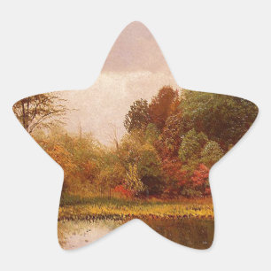 Sticker Étoile Vaches dans un paysage aquatique, Albert Bierstadt