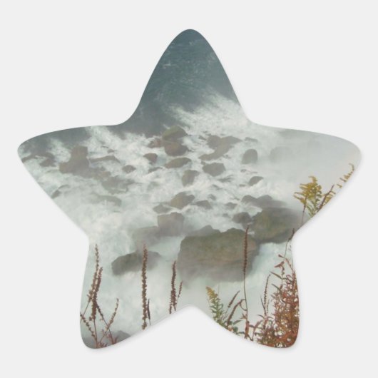 Sticker Étoile Vagues vertes Bleu Eau blanche Abstraite Nature Ro (Devant)