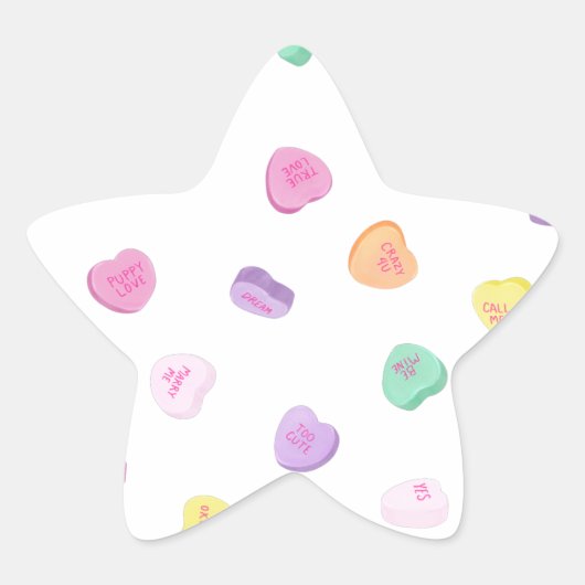 Sticker Étoile Valentines Day Candy Hearts Motif (Devant)