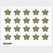 Sticker Étoile Vert olive et damassé noir (Feuille)