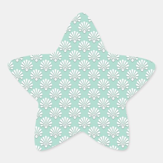 Sticker Étoile Vert sarcelle pastel et motif blanc (Devant)