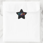 Sticker Étoile Vibrant infinity with rainbow butterfly on black (Sac)