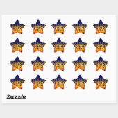 Sticker Étoile Vibrant Racing Flames on Navy Blue (Feuille)
