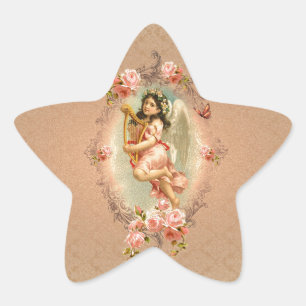 Sticker Étoile Victorian Angel vintage historique rose ornement