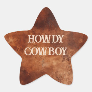 Sticker Étoile Western Brown Howdy Cowboy Brown
