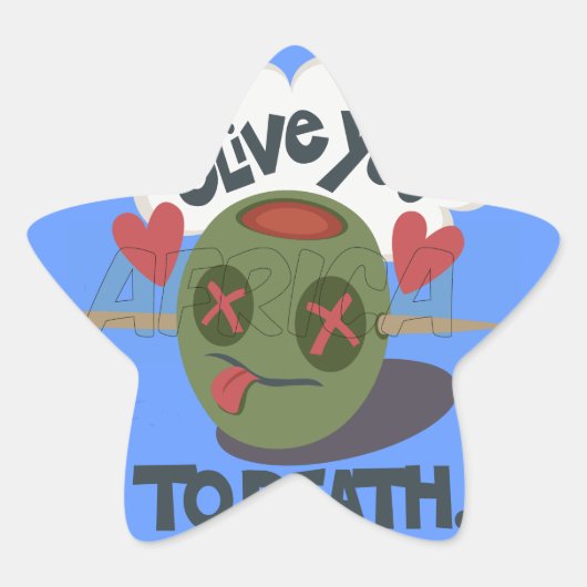 Sticker Étoile Whimsical "Olive My Heart" Drôle Visage Design (Devant)