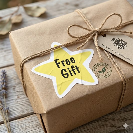 Sticker Étoile Yellow Star “Free Gift” Packaging Eco-Friendly Lab
