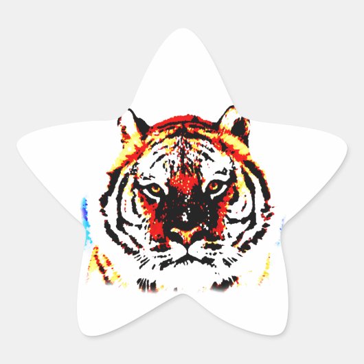 Sticker Étoile Yeux de tigres sauvages (Devant)