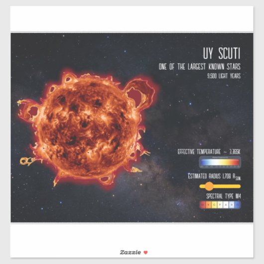 Sticker Étoiles de l'espace Astronomie Plus grande étoile  (Feuille)