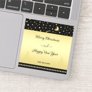 Sticker Étoiles de Noël brillantes dorées, pattes sur fond