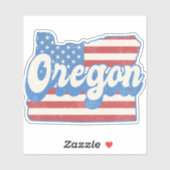 Sticker Étoiles et bandes rétro Oregon Silhouette Decal (Feuille)