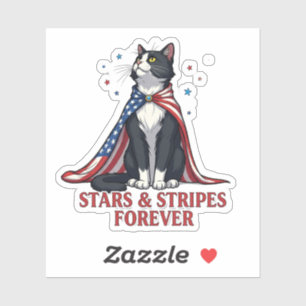Sticker Étoiles et rayures pour toujours - Chat patriotiqu