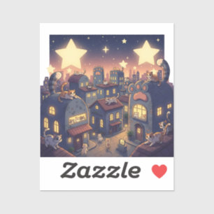 Sticker Étoiles sur Cat City - Whimsical