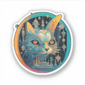 Sticker Étrange chat qui regarde les phares (Devant)